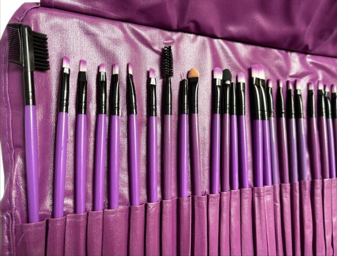 Set 24 Brochas para maquillaje PROFESIONAL +estuche