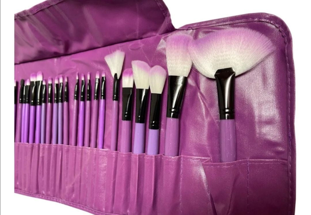 Set 24 Brochas para maquillaje PROFESIONAL +estuche